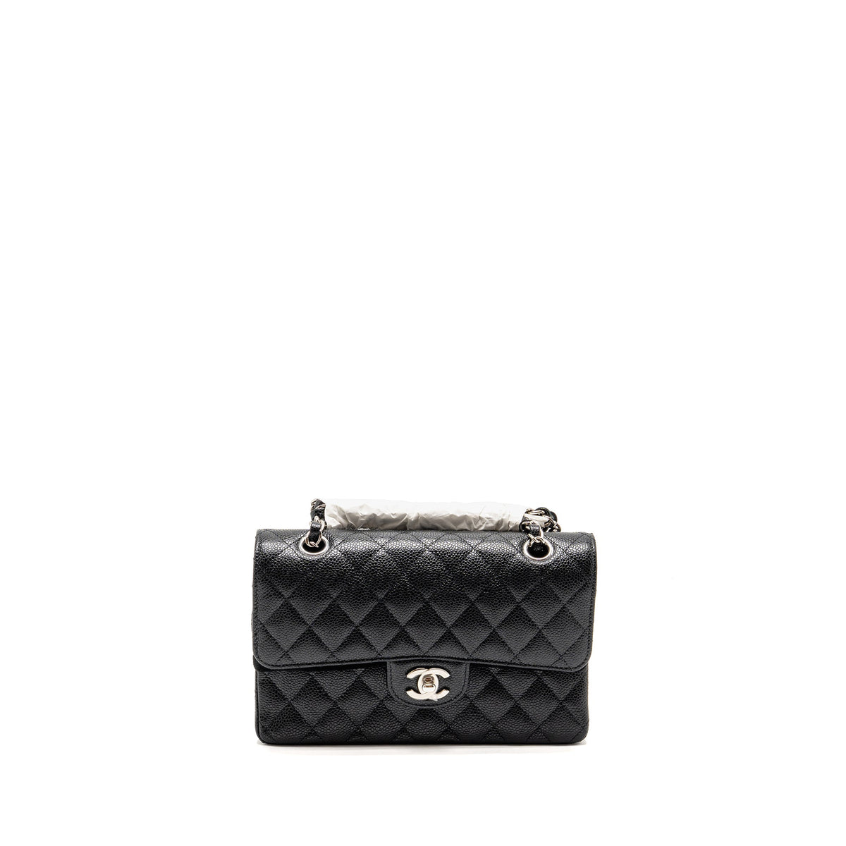 CHANEL SMALL CLASSIC DOUBLE FLAP BAG CAVIAR BLACK SHW