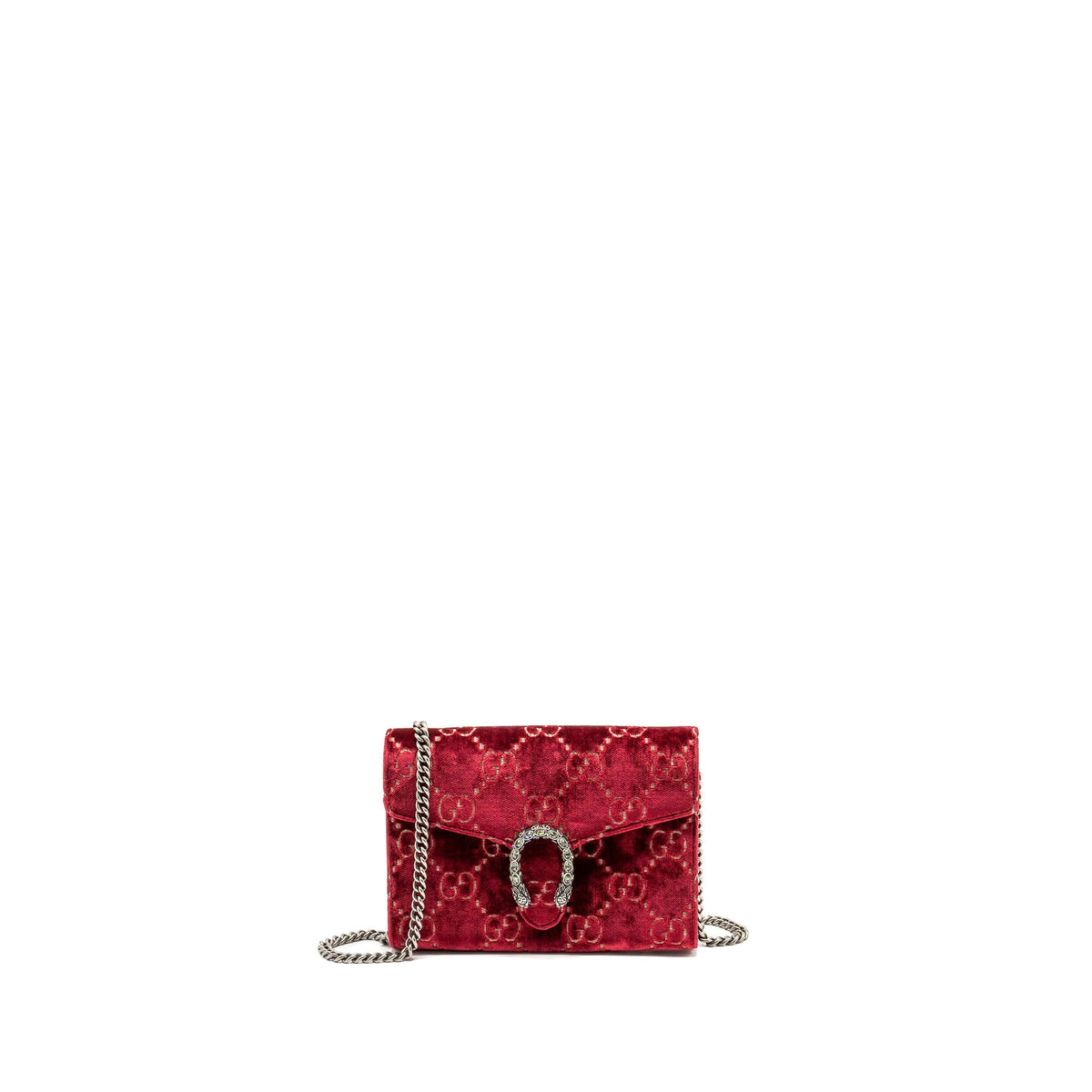 GUCCI DIONYSUS WALLET ON CHAIN VELVET RED SHW