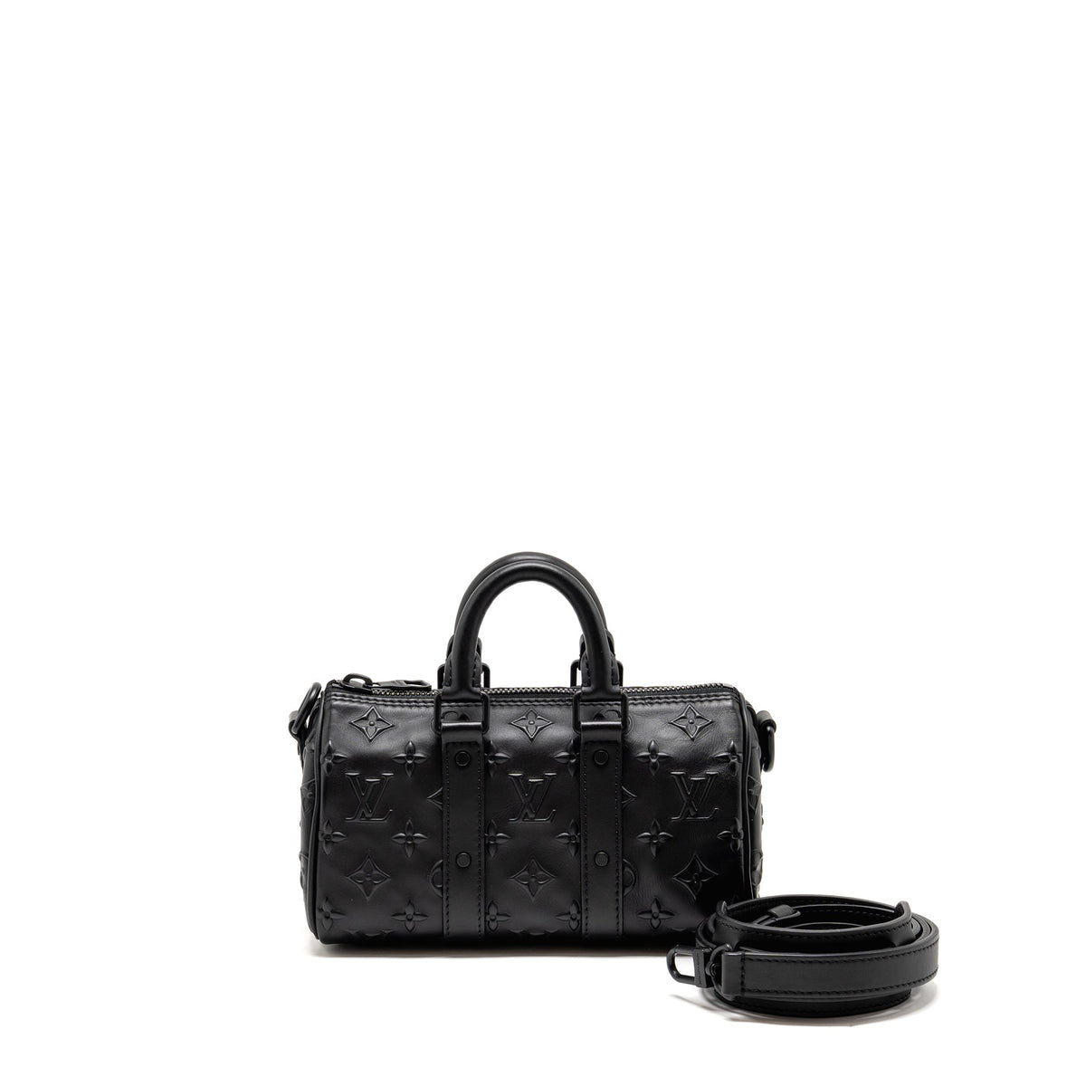 LOUIS VUITTON KEEPALL XS MONOGRAM SEAL COWHIDE LEATHER SO BLACK