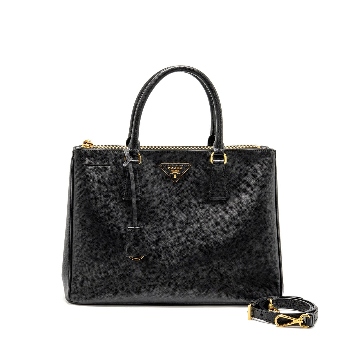 PRADA LARGE SAFFIANO TOTE BAG LEATHER BLACK GHW