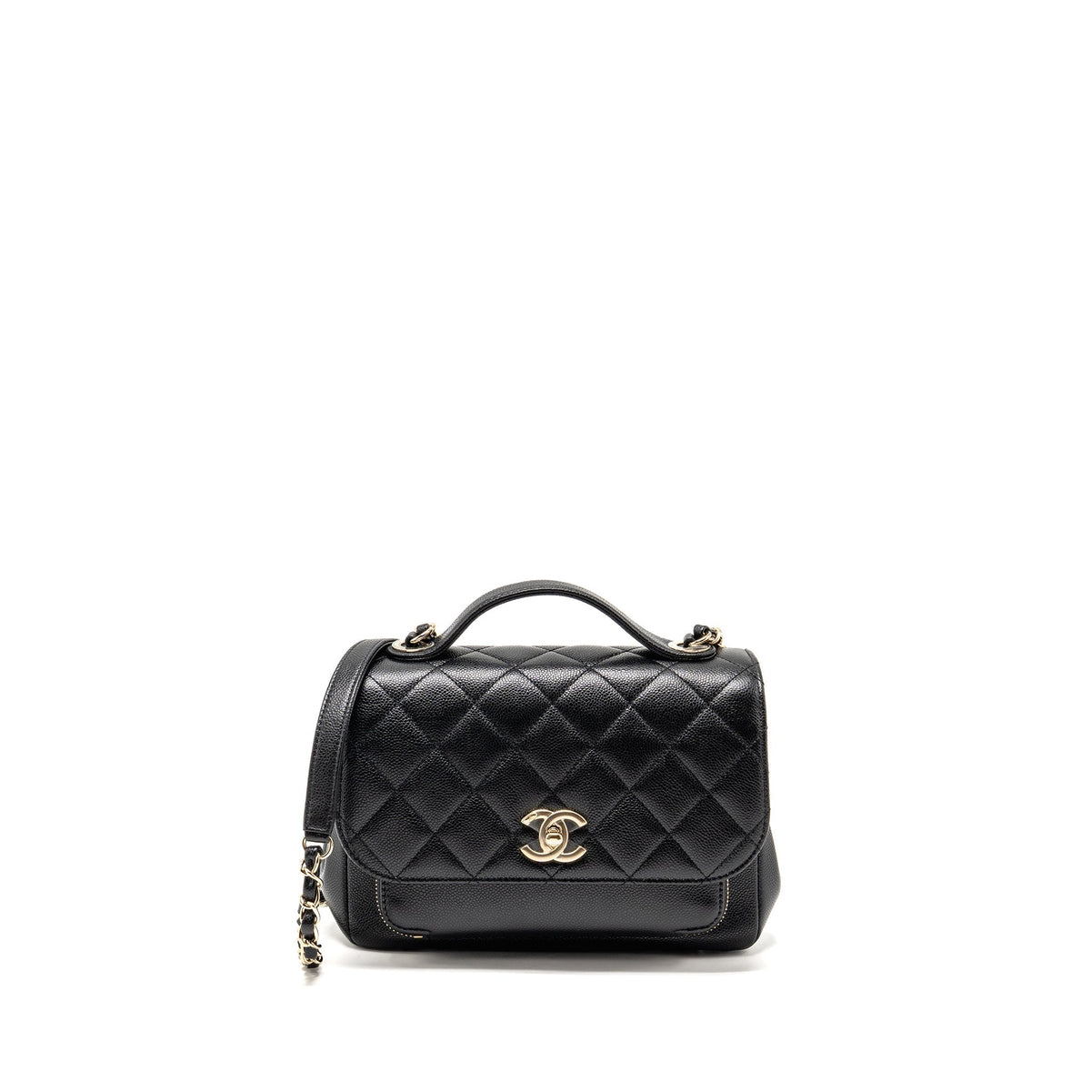 CHANEL MEDIUM BUSINESS AFFINITY CAVIAR BLACK LGHW (MICROCHIP)