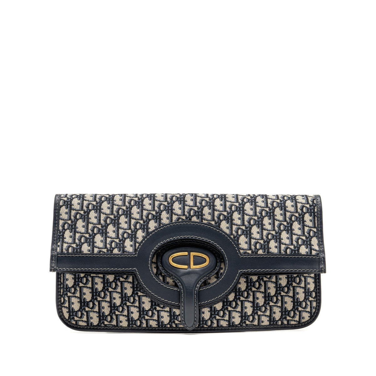 DIOR FOLDER CLUTCH OBLIQUE CANVAS/CALFSKIN BLUE GHW