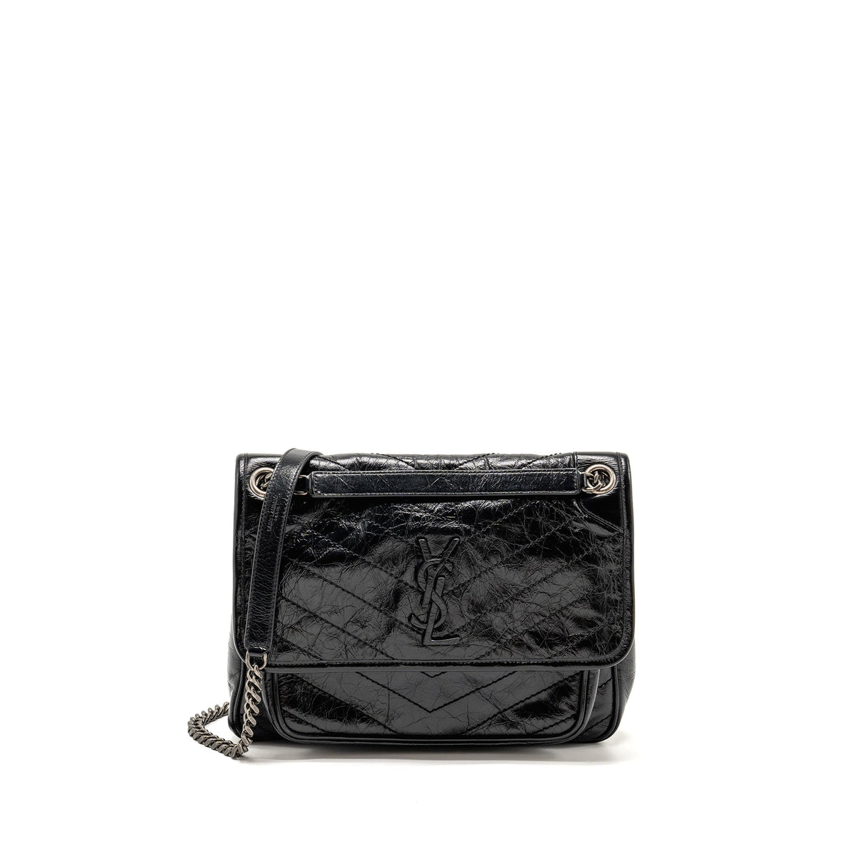 SAINT LAURENT/YSL MEDIUM NIKI BAG VINTAGE CALFSKIN BLACK SHW
