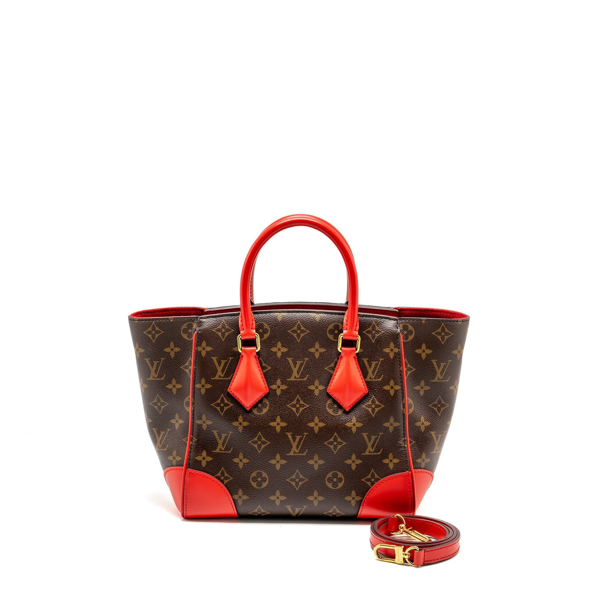 LOUIS VUITTON PHENIX TOP HANDLE SHOULDER BAG MONOGRAM CANVAS RED GHW