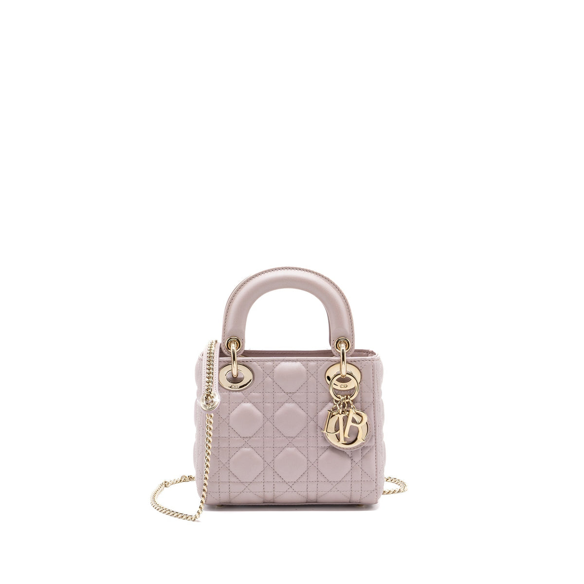 DIOR MINI LADY DIOR LAMBSKIN LIGHT PINK LGHW