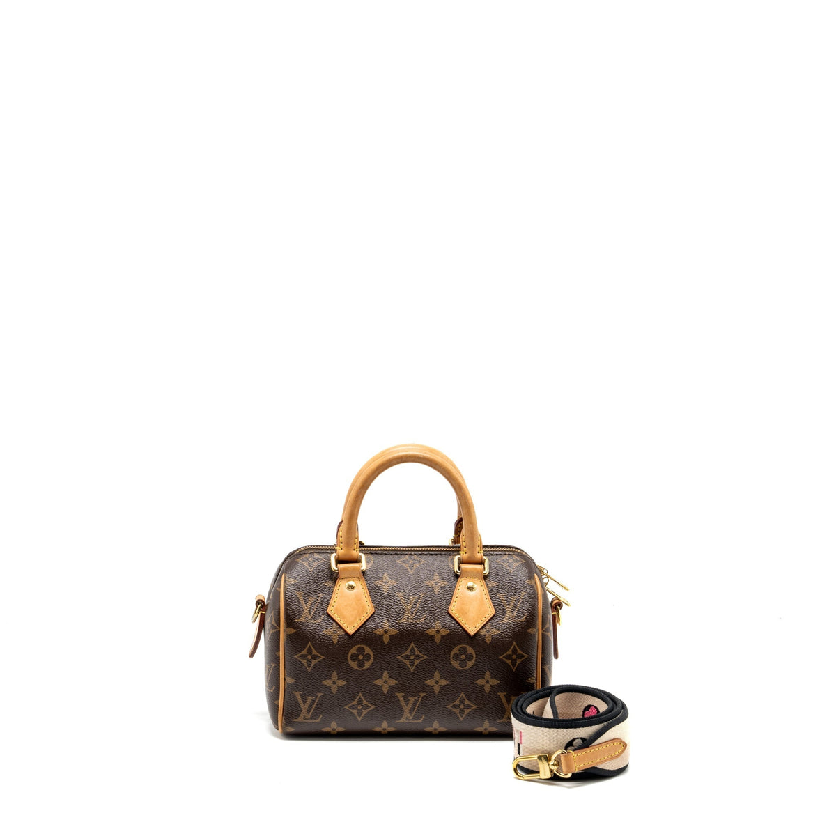 LOUIS VUITTON SPEEDY 20 BANDOULIERE MONOGRAM CANVAS BLACK STRAP GHW