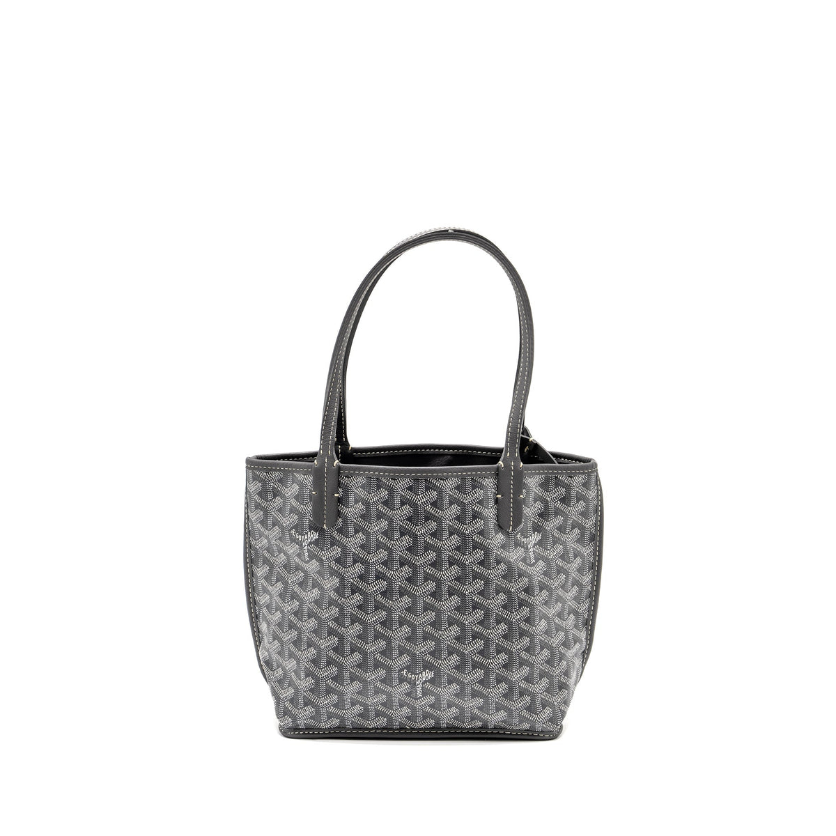 GOYARD MINI ANJOU TOTE BAG GOYARDINE CANVAS/CALFSKIN GREY SHW