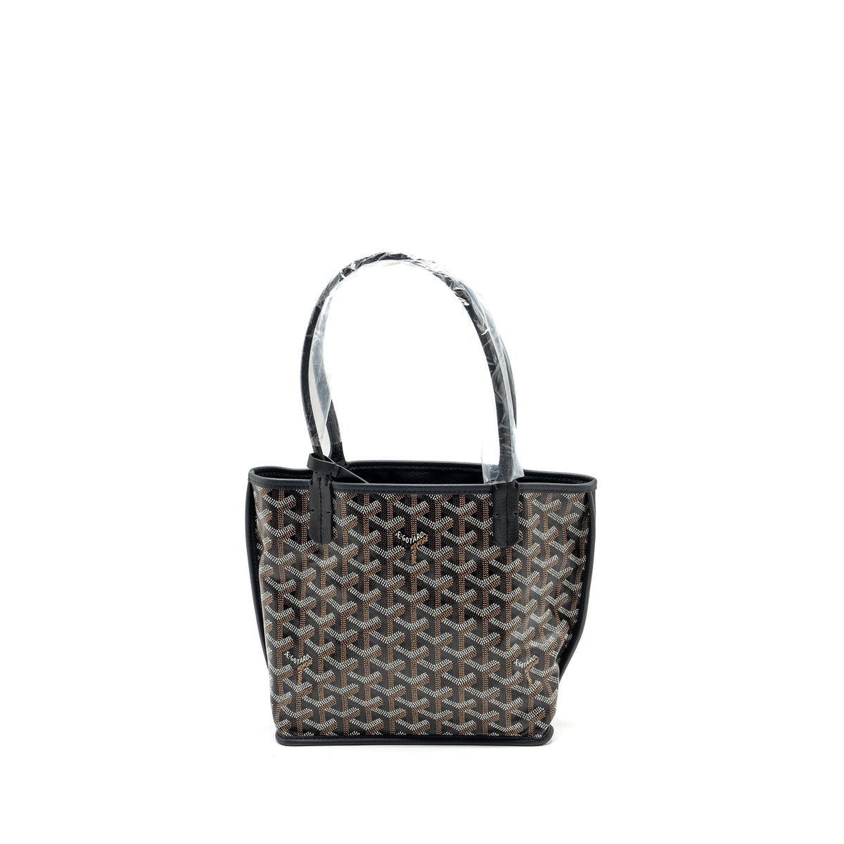 GOYARD MINI ANJOU TOTE BAG GOYARDLINE CANVAS / CALFSKIN BLACK SHW
