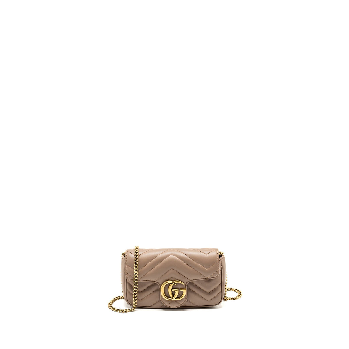 GUCCI SUPER MINI GG MARMONT BAG CALFSKIN BEIGE GHW