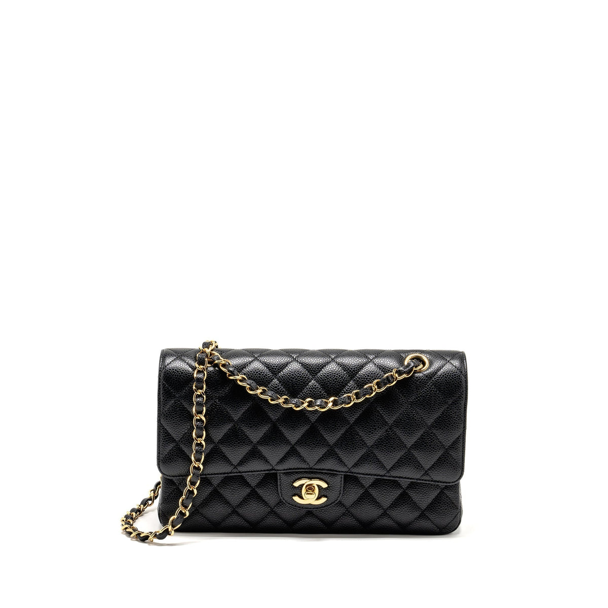 CHANEL MEDIUM CLASSIC DOUBLE FLAP BAG CAVIAR BLACK GHW