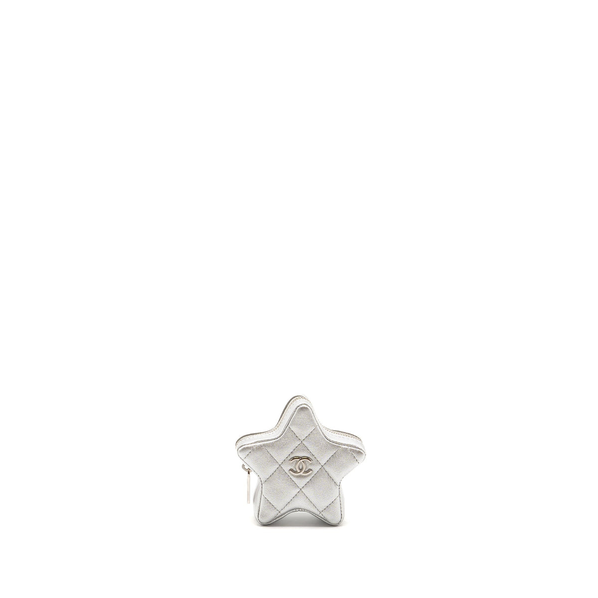 CHANEL STAR COIN PURSE/BAG CHARM LAMBSKIN SILVER SHW(MICROCHIP)
