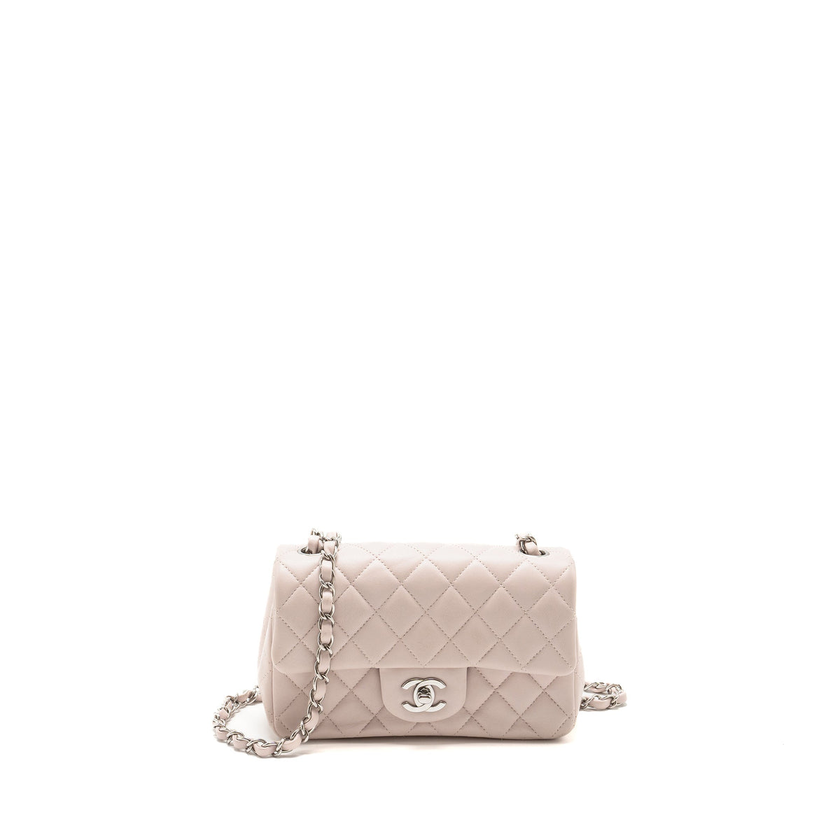CHANEL MINI RECTANGULAR FLAP BAG LAMBSKIN LIGHT PINK SHW (MICROCHIP)