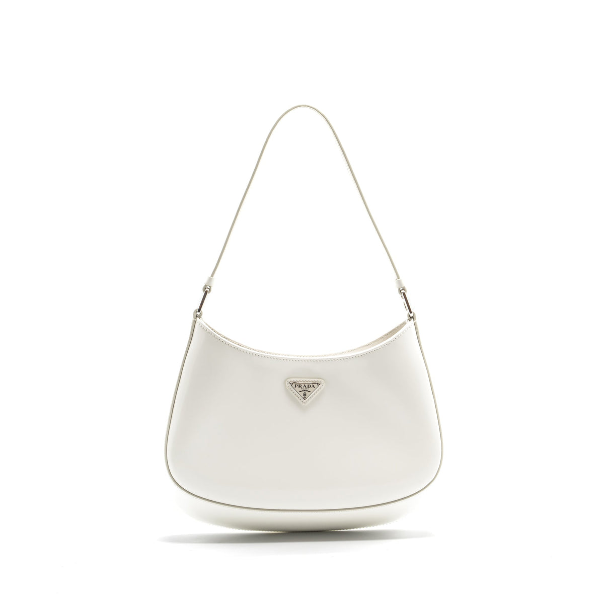 PRADA CLEO SHOULDER BAG BRUSHED LEATHER WHITE SHW
