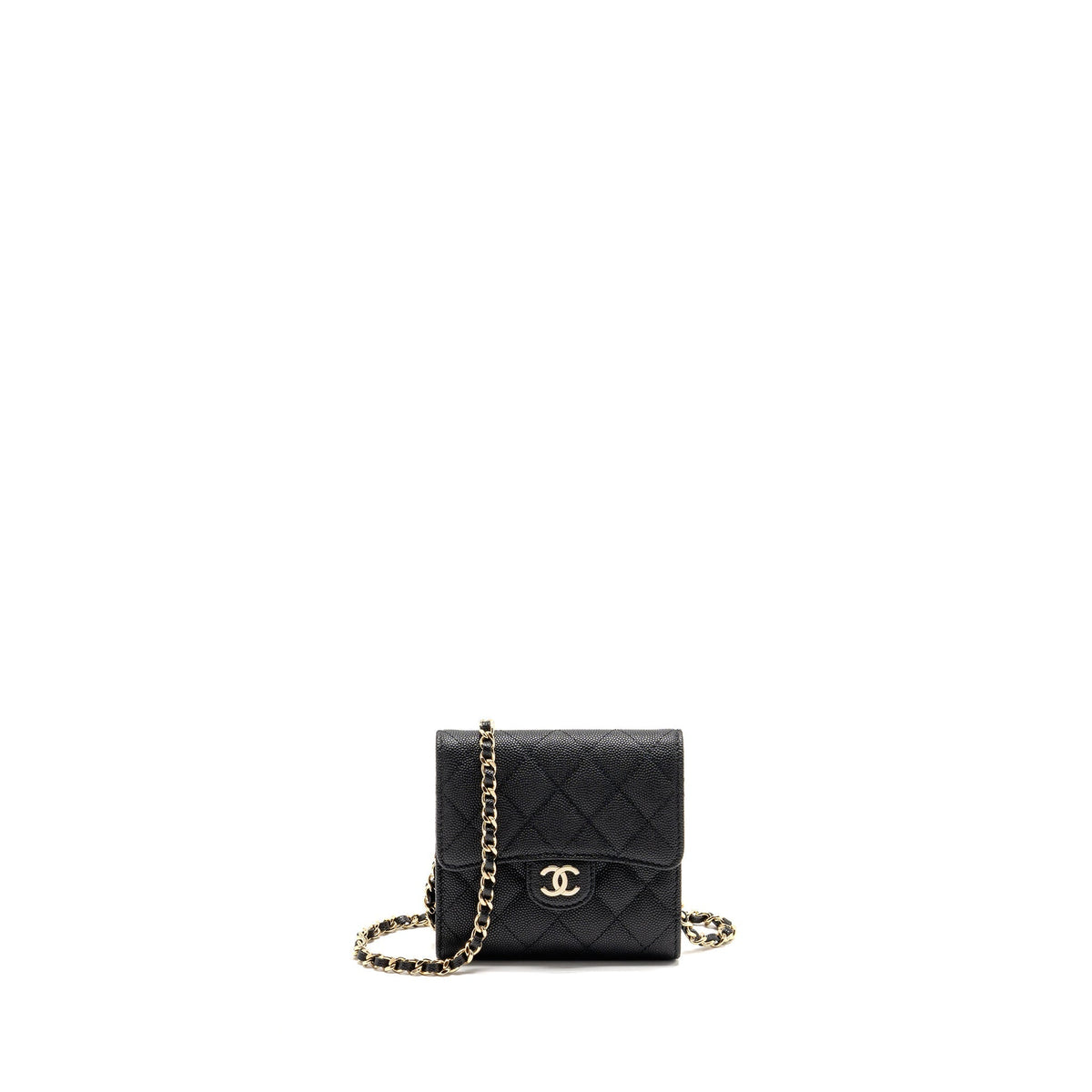 CHANEL 23P MINI CLUTCH WITH CHAIN CAVIAR BLACK LGHW (MICROCHIP)