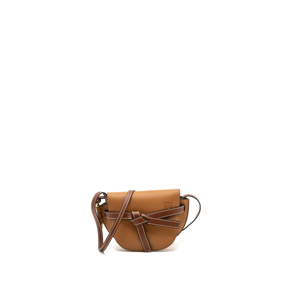 LOEWE MINI GATE GRAINED CALFSKIN BROWN GHW