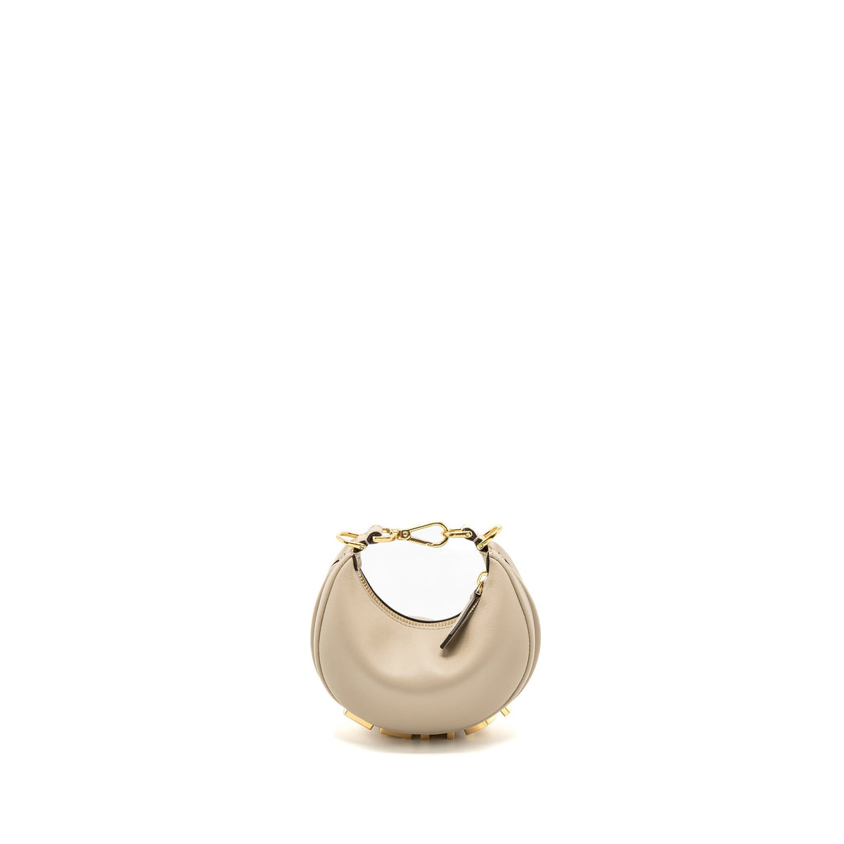 FENDI NANO FENDIGRAPHY LEATHER CHARM CALFSKIN BEIGE GHW