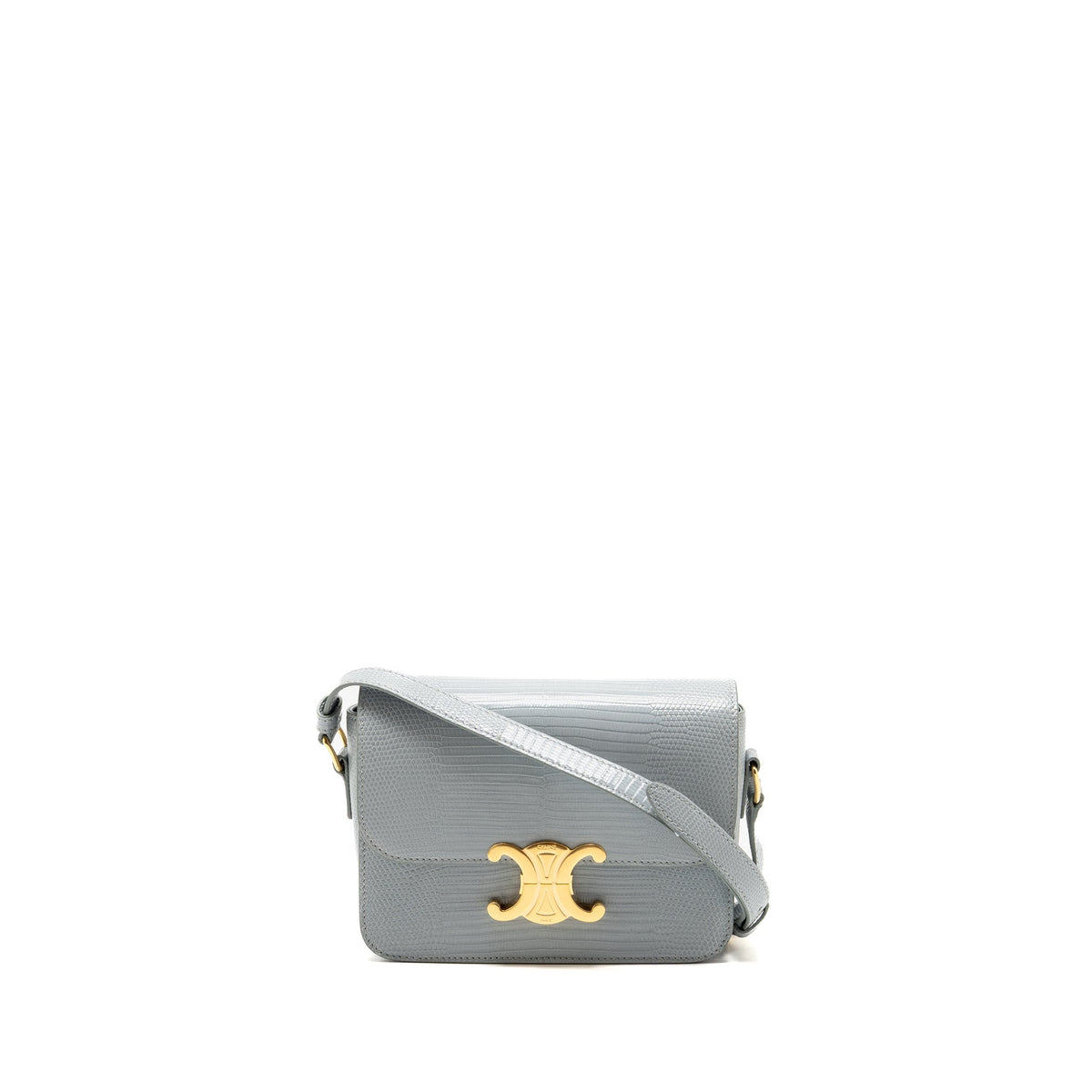 CELINE TEEN TRIOMPHE BAG LIZARD CLOUDY GREY GHW