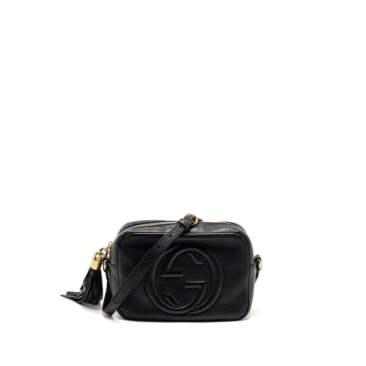 GUCCI SOHO DISCO CAMERA CROSSBODY BAG CALFSKIN BLACK LGHW