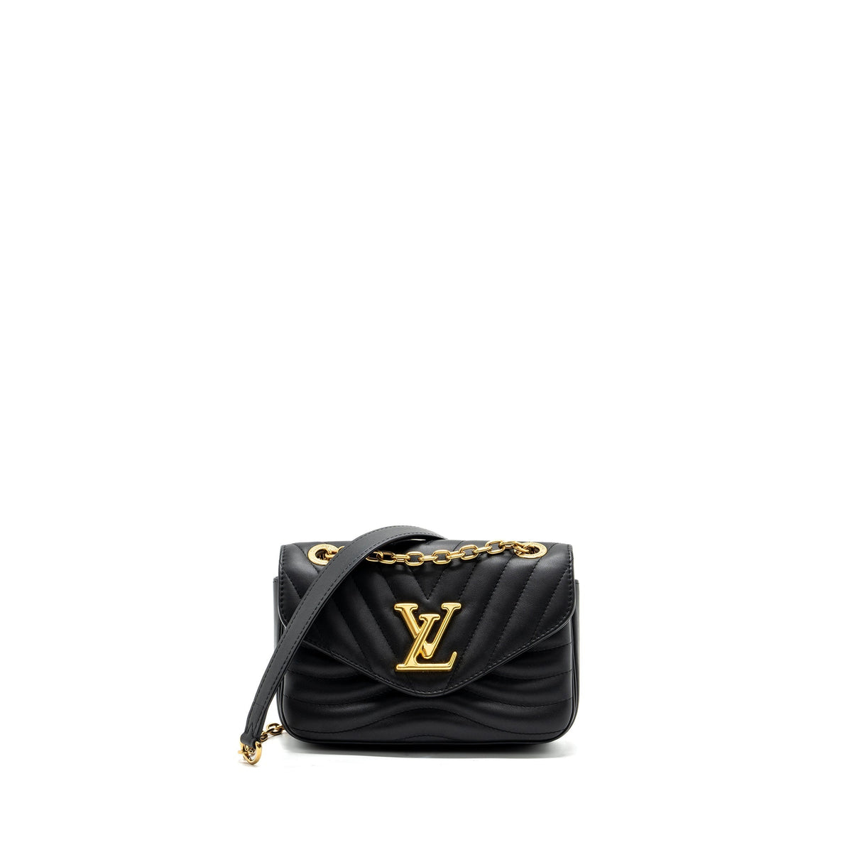 LOUIS VUITTON NEW WAVE PM CHAIN BAG CALFSKIN BLACK GHW (NEW VERSION)
