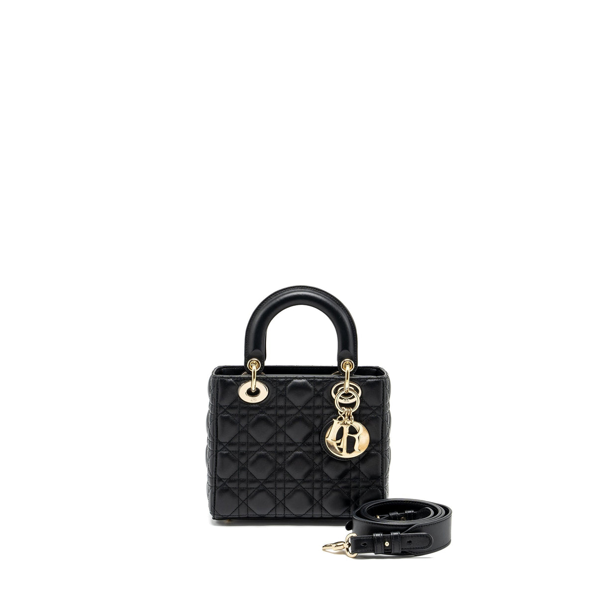 DIOR SMALL LADY DIOR BAG LAMBSKIN BLACK LGHW