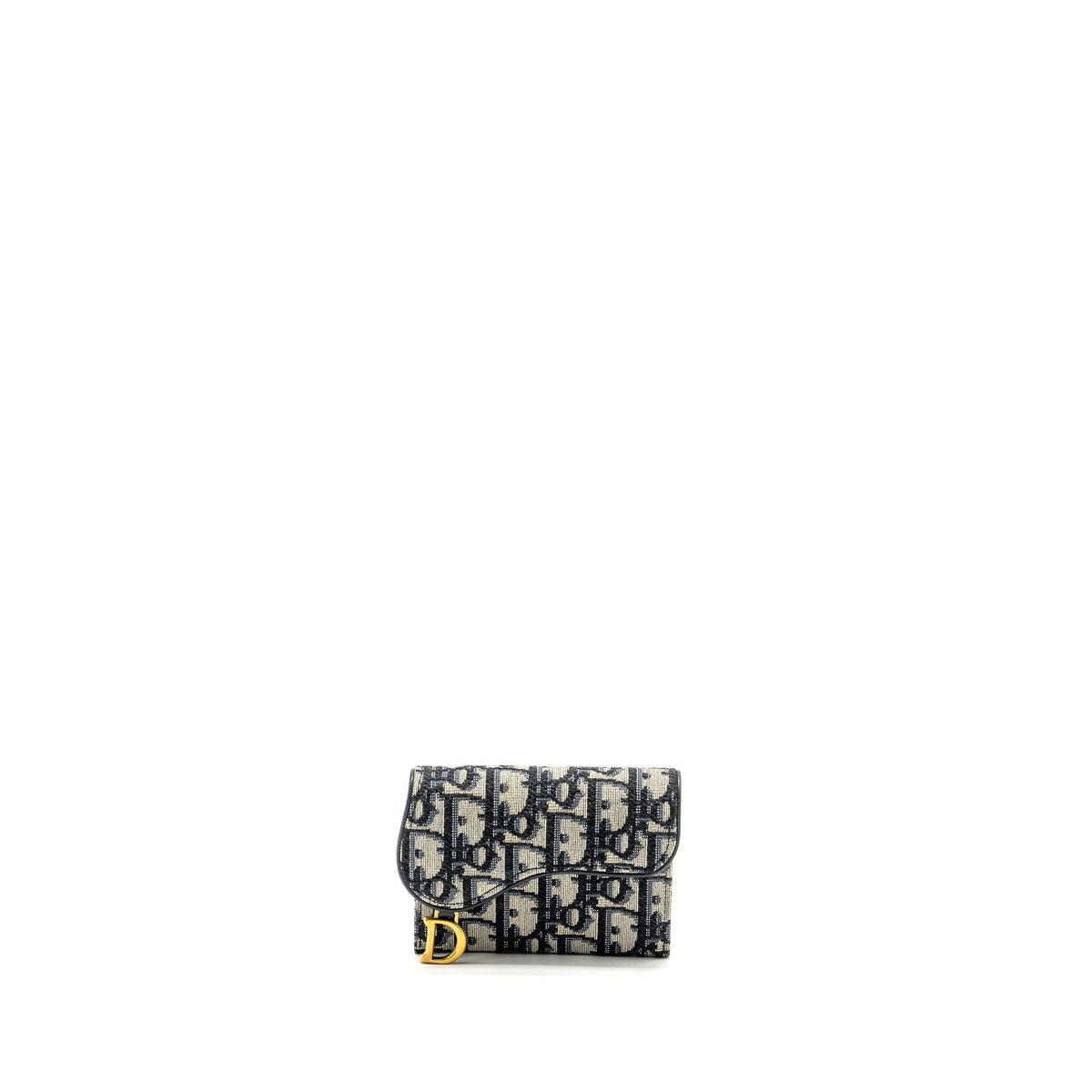 DIOR SADDLE JASMINE GUSSET CARD HOLDER DIOR OBLIQUE JACQUARD BLUE GHW