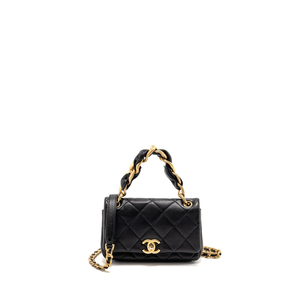 CHANEL SMALL CHAIN IS MORE FLAP BAG LAMBSKIN BLACK GHW