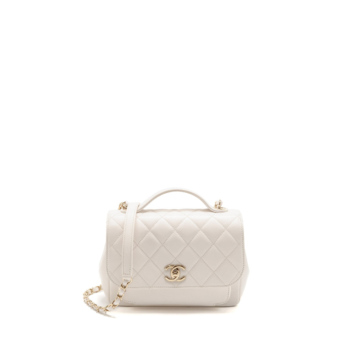 CHANEL MEDIUM BUSINESS AFFINITY CAVIAR WHITE LGHW