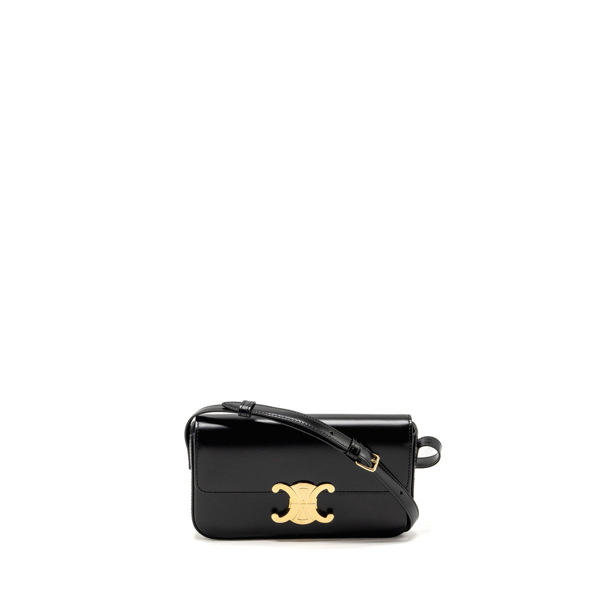 CELINE TRIOMPHE SHOULDER BAG CALFSKIN BLACK GHW