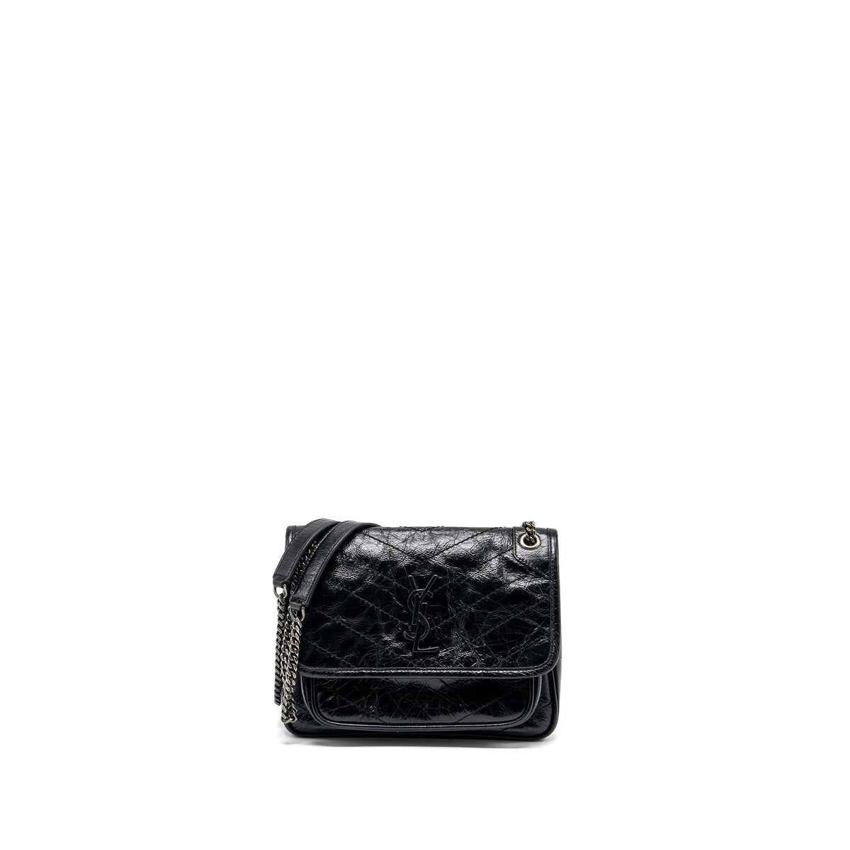 SAINT LAURENT BABY NIKI LEATHER BLACK SHW