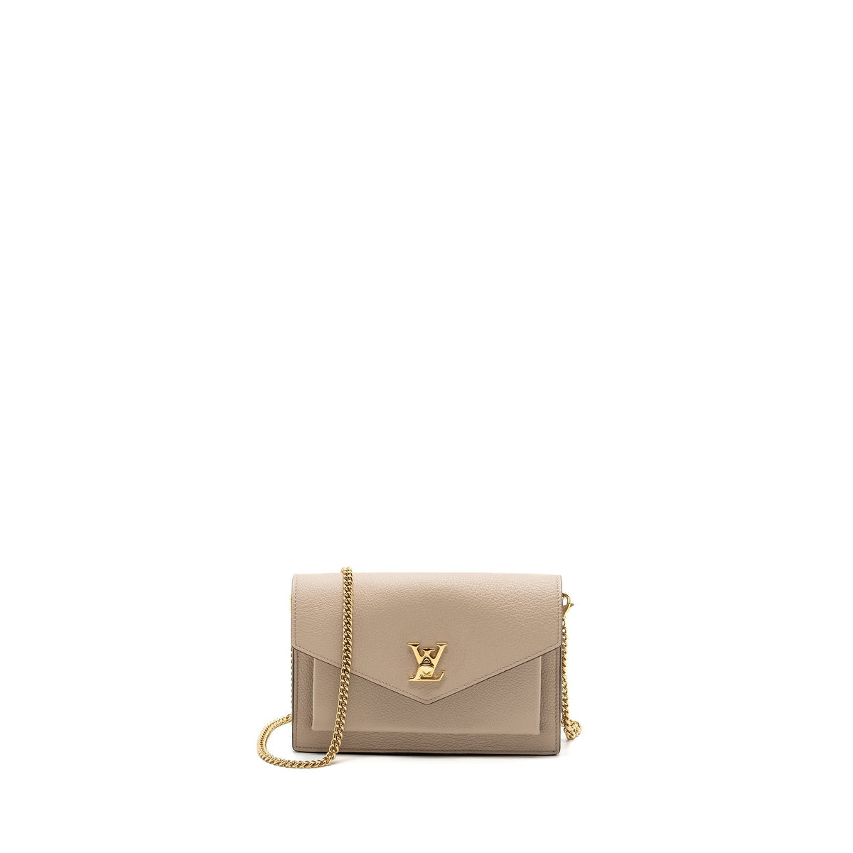 LOUIS VUITTON MYLOCKME CHAIN POCHETTE CALFSKIN GREIGE BEIGE GHW