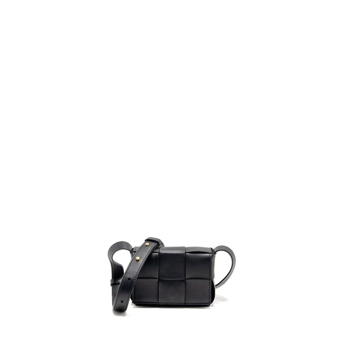 BOTTEGA VENETA INTRECCIO CASSETTE MINI BAG LAMBSKIN BLACK GHW