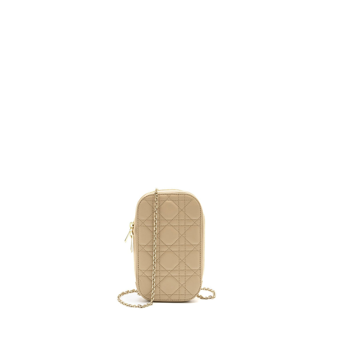 DIOR LADY DIOR CALL'IN DIOR PHONE HOLDER CANNAGE LAMBSKIN BEIGE GHW