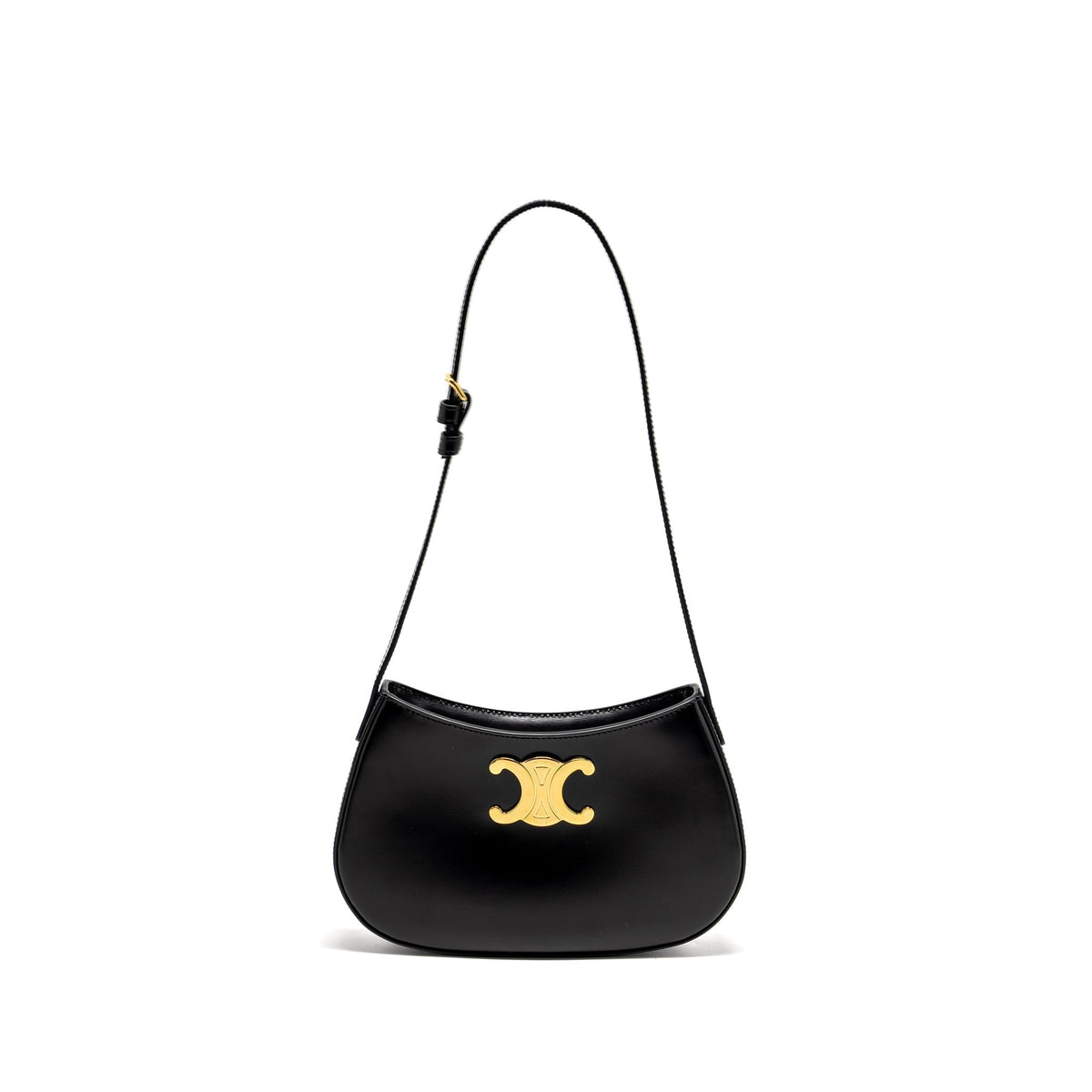 CELINE MEDIUM TILLY CHIC SHOULDER BAG SHINY CALFSKIN BLACK GHW