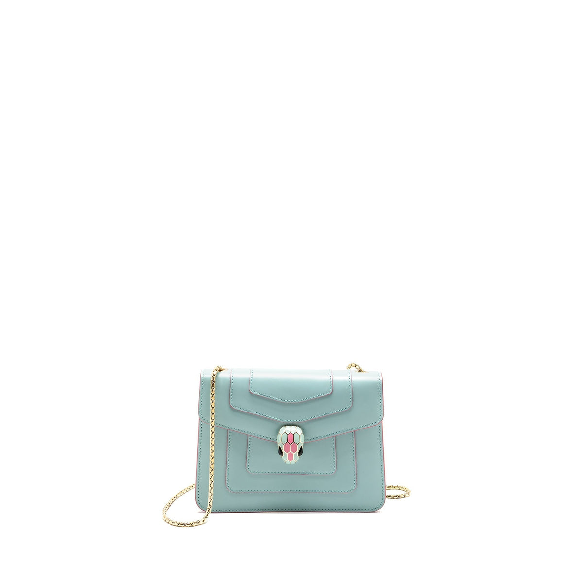 BVLGARI SERPENTI FOREVER CHAIN BAG CALFSKIN LIGHT BLUE LGHW