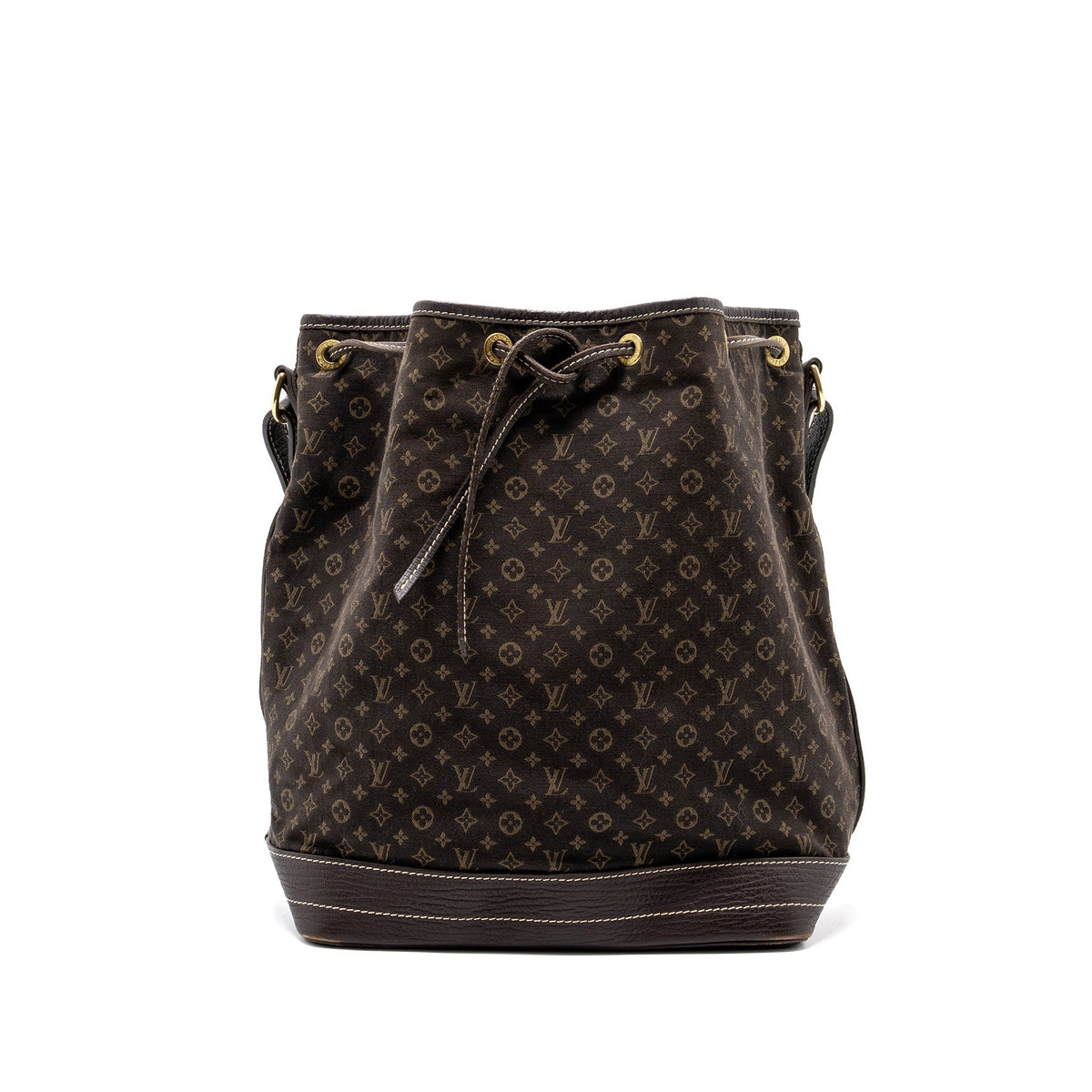 LOUIS VUITTON LIN NOE BAG FABRIC / LEATHER EBENE GHW