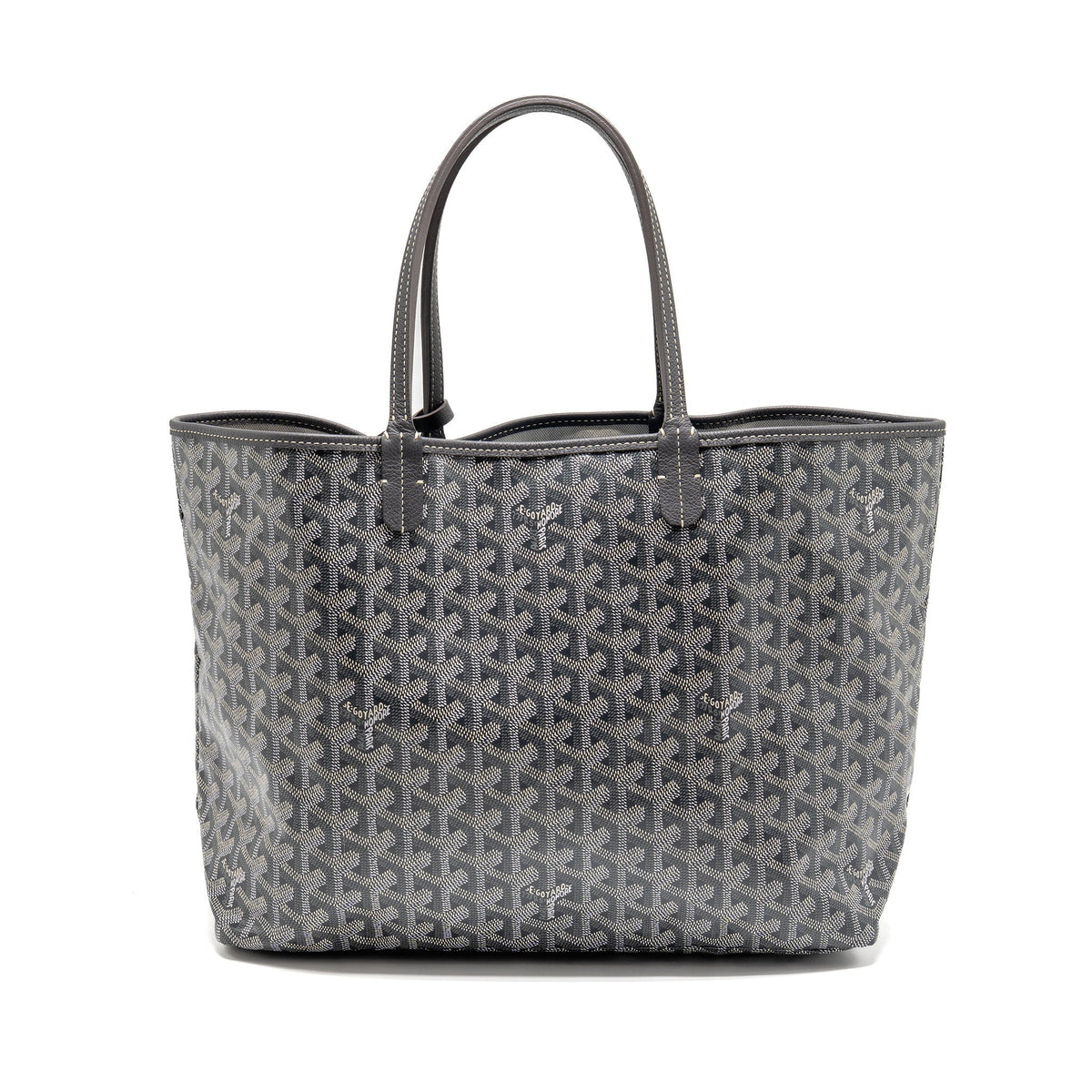 GOYARD SAINT LOUIS PM TOTE GOYARDINE CANVAS/CALFSKIN GREY SHW