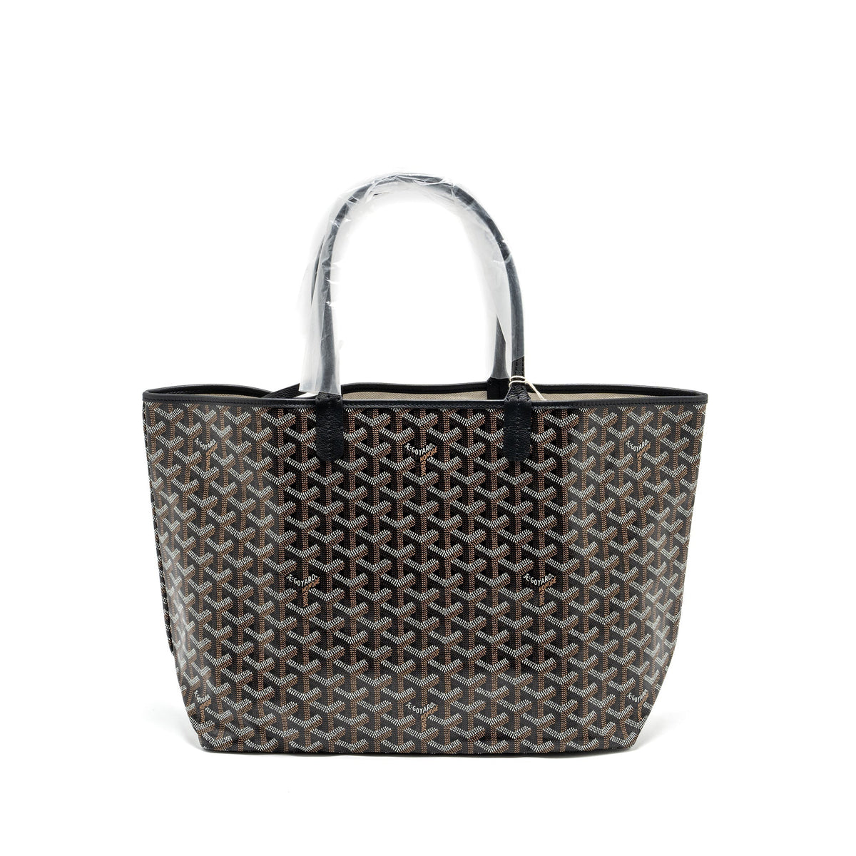 GOYARD SAINT LOUIS PM TOTE BAG GOYARDLINE CANVAS BLACK SHW