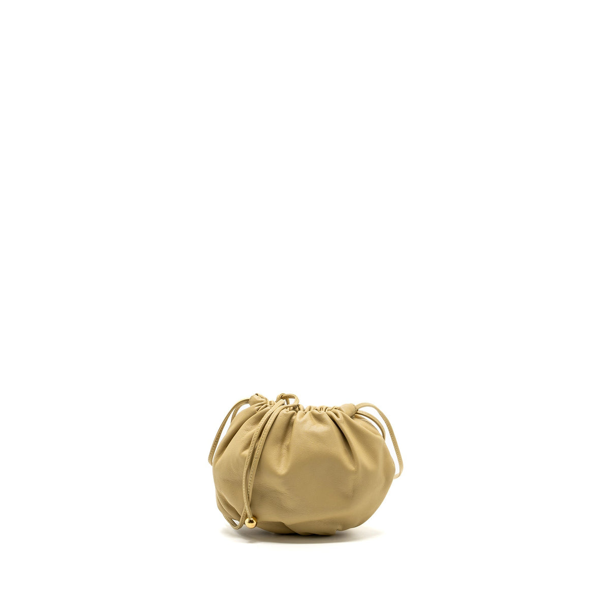 BOTTEGA VENETA MINI BULB BUCKET BAG LEATHER MUSTARD YELLOW GHW