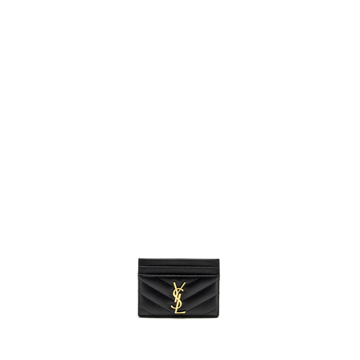 SAINT LAURENT CARD CASE CALFSKIN BLACK GHW