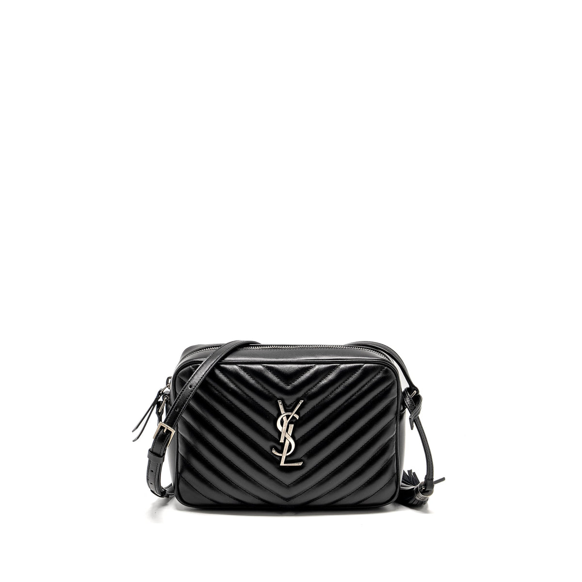 SAINT LAURENT LOU CAMERA BAG CALFSKIN BLACK RUTHENIUM SHW