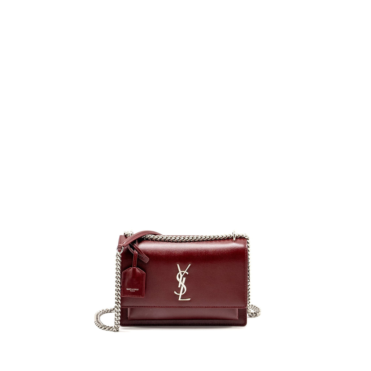 SAINT LAURENT/YSL SUNSET BAG CALFSKIN BURGUNDY SHW