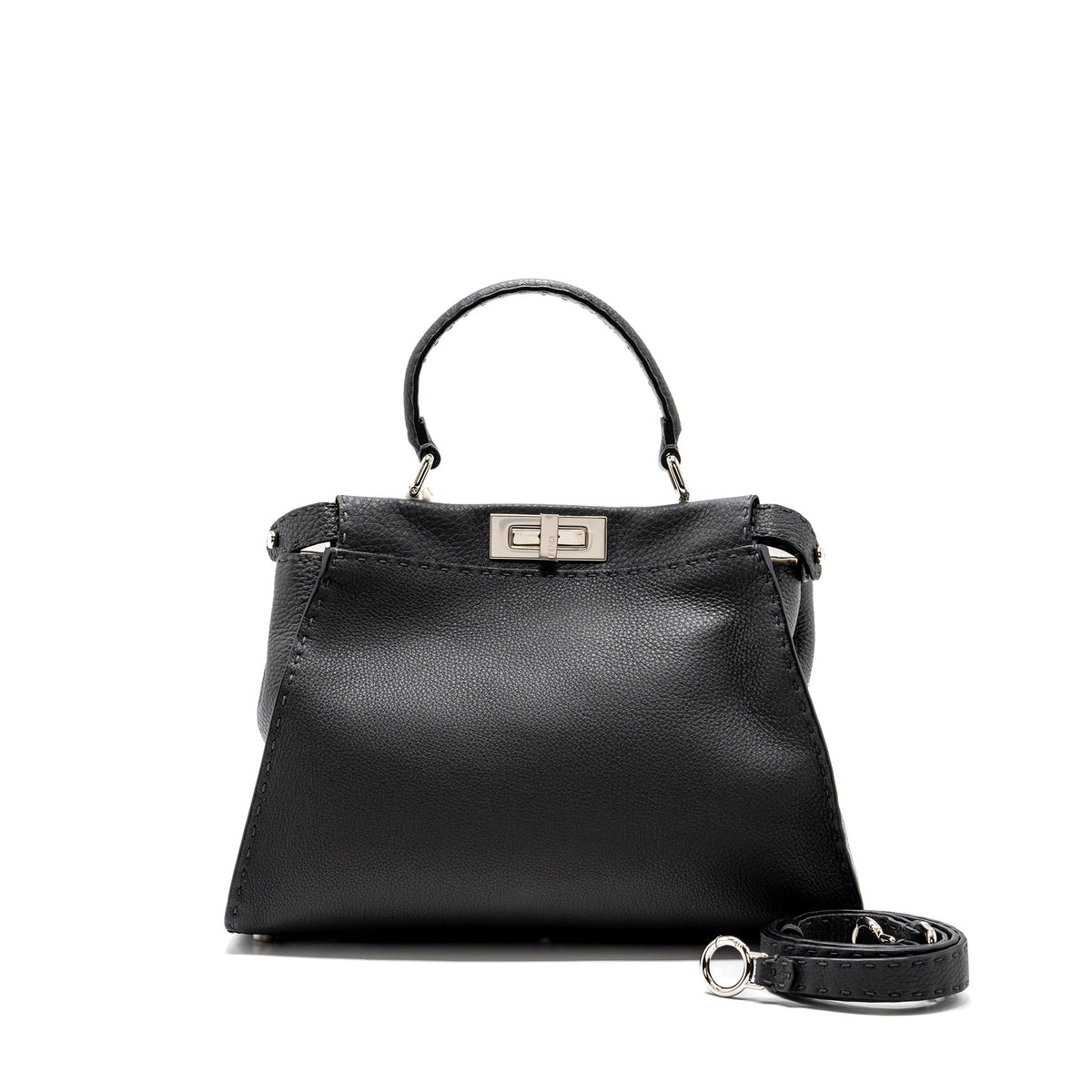 FENDI MEDIUM PEEKABOO BAG SELLERIA LEATHER BLACK SHW
