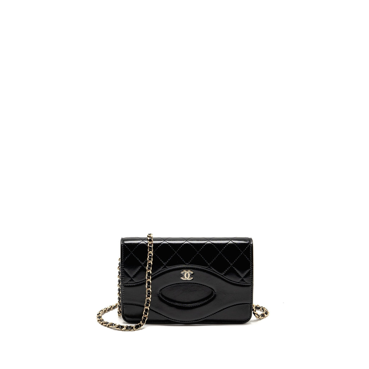 CHANEL 24C 31 WALLET ON CHAIN SHINY CALFSKIN BLACK LGHW (MICROCHIP)