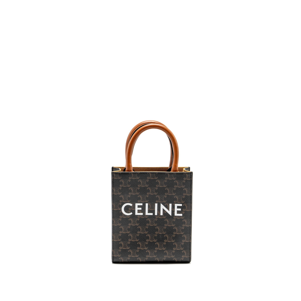 CELINE MINI VERTICAL CABAS TRIOMPHE CANVAS BROWN / MULTICOLOUR GHW