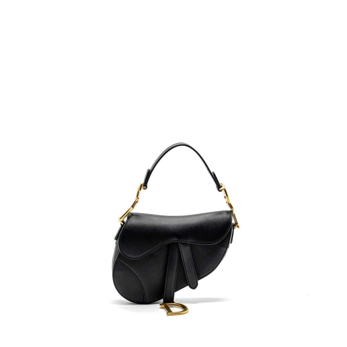 DIOR MINI SADDLE BAG GRAINED CALFSKIN BLACK GHW