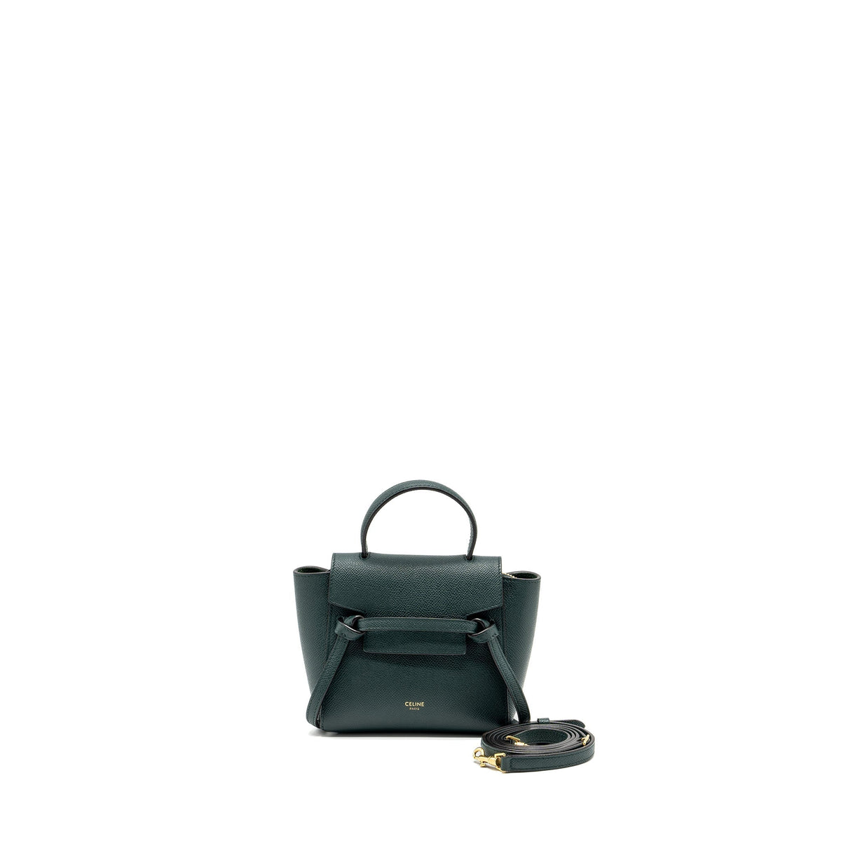 CELINE PICO BELT BAG GRAINED CALFSKIN DARK GREEN GHW