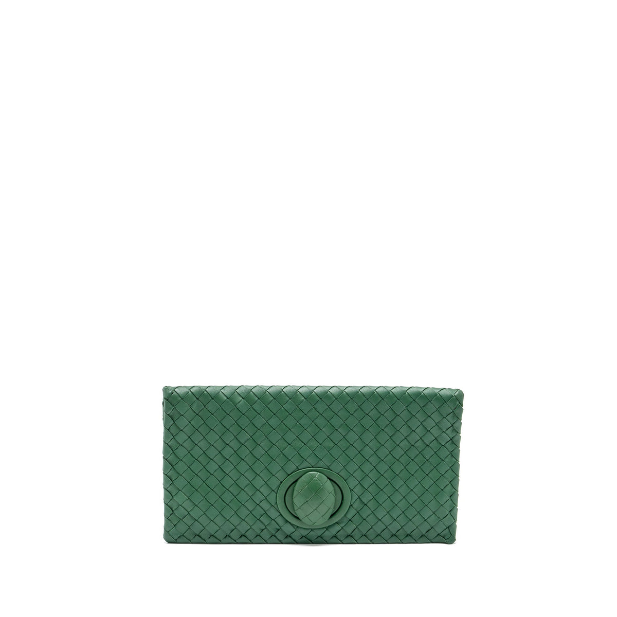 BOTTEGA VENETA CLUTCH NAPPA GREEN BLACK HARDWARE