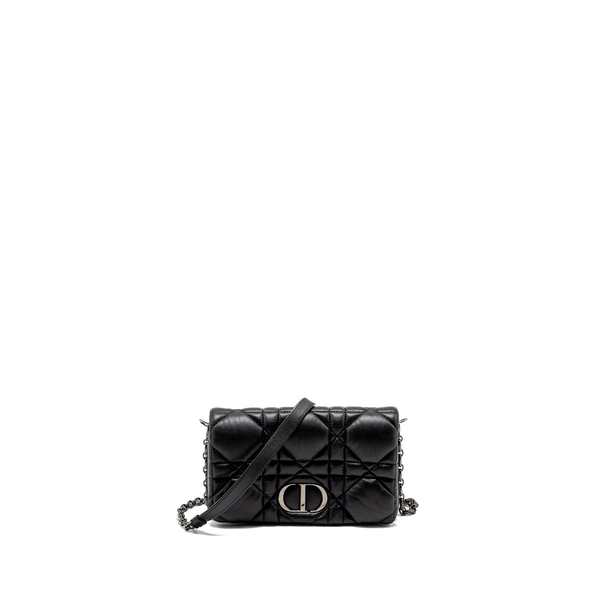 DIOR MINI CARO FLAP BAG CALFSKIN BLACK/ BLACK HARDWARE