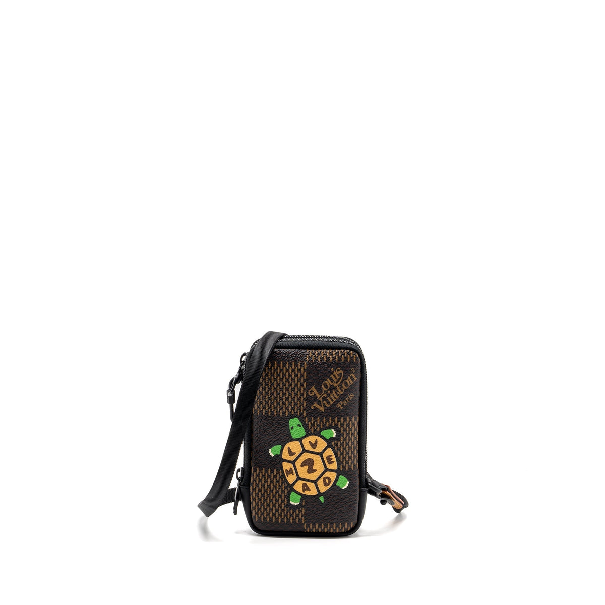 LOUIS VUITTON NIGO DOUBLE PHONE POUCH LIMITED EDITION BLACK HARDWARE