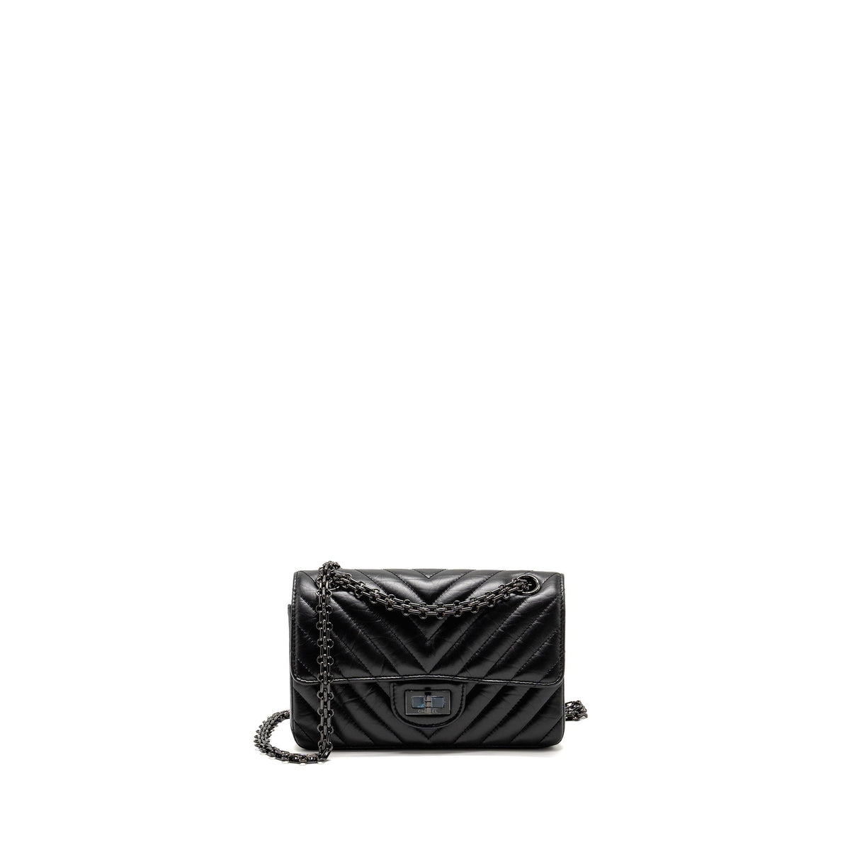 CHANEL MINI 2.55 REISSUE CHEVRON CALFSKIN SO BLACK